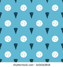 Set Slice of pizza  and Cookie or biscuit with chocolate  on seamless pattern. Vector
