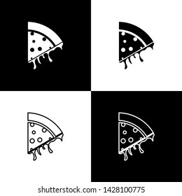 Set Slice of pizza icons isolated on black and white background. Vector Illustration
