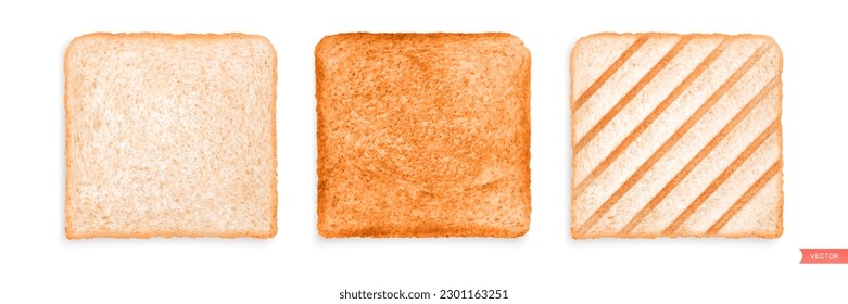 Set of sliced roasted toast wheat bread with bran and grill toast. Close-up of toast. Top view
