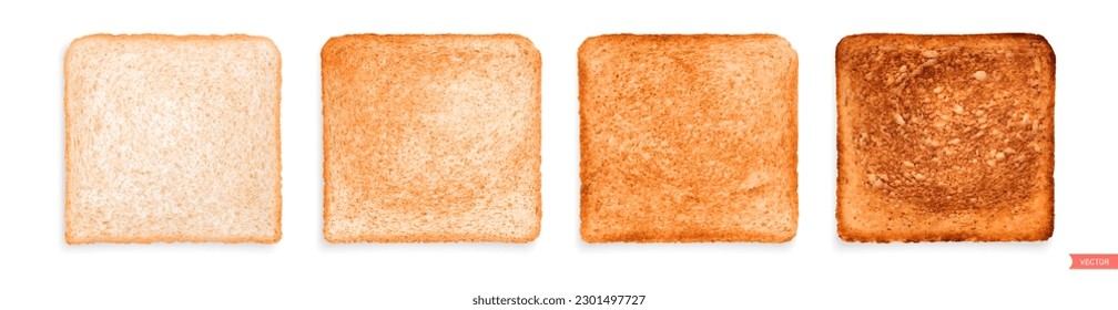 Set of sliced roasted toast wheat bread with bran. Close-up of toast. Top view
