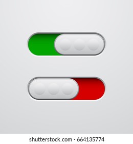 Set of slide button in on and off position, vector illustration