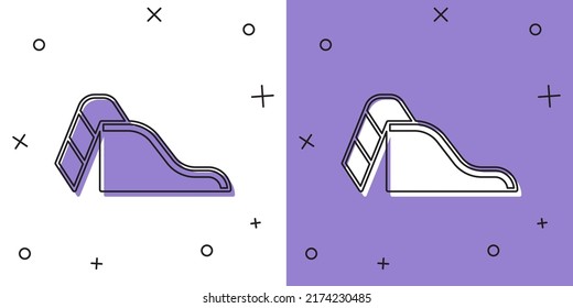 Set Slide playground icon isolated on white and purple background. Childrens slide.  Vector