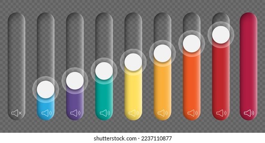 Set of slider bar infographic colorful  elements. Vector illustration. Eps 10.