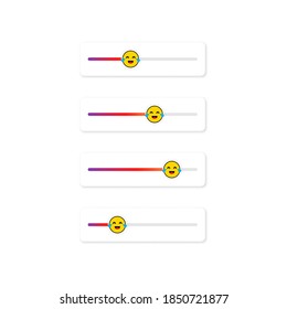 Set of slider emoji for social networks. Laughing face, emoticon. Stories screen user interface button social media design. Vector on isolated white background. EPS 10
