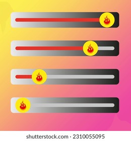 Set of slider fire for social media. Set rating scale. Vector illustration.