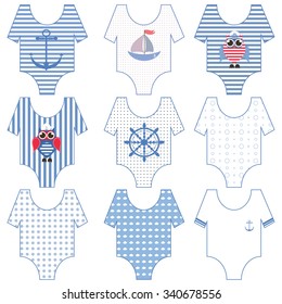 a set of sliders for a boy child. nautical theme vector