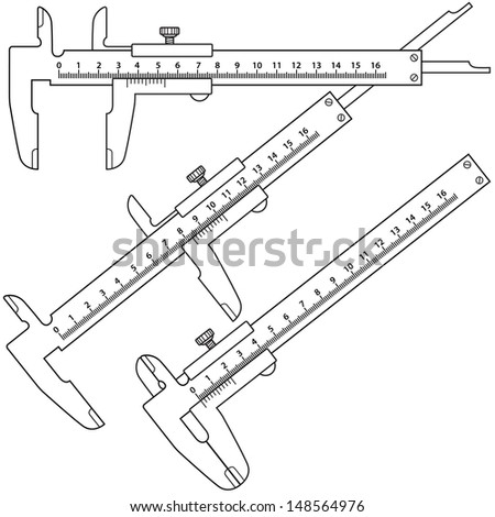 Set of the sliding callipers. All positions are fully editable and are on separate layers.