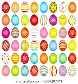Set Of Slim Easter Eggs Color With Pattern
