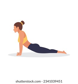 Set of slim sportive young woman doing yoga  fitness exercises. Healthy lifestyle. Collection of female cartoon characters demonstrating various yoga positions - Vector