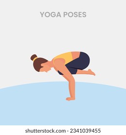 Set of slim sportive young woman doing yoga  fitness exercises. Healthy lifestyle. Collection of female cartoon characters demonstrating various yoga positions - Vector