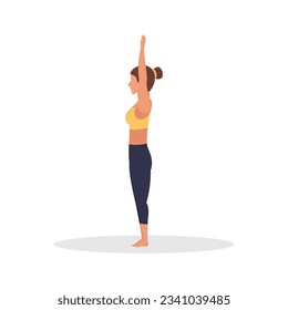 Set of slim sportive young woman doing yoga  fitness exercises. Healthy lifestyle. Collection of female cartoon characters demonstrating various yoga positions - Vector