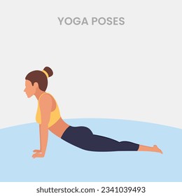 Set of slim sportive young woman doing yoga  fitness exercises. Healthy lifestyle. Collection of female cartoon characters demonstrating various yoga positions - Vector