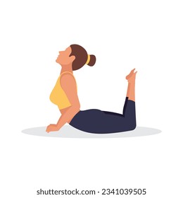 Set of slim sportive young woman doing yoga  fitness exercises. Healthy lifestyle. Collection of female cartoon characters demonstrating various yoga positions - Vector