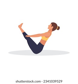 Set of slim sportive young woman doing yoga  fitness exercises. Healthy lifestyle. Collection of female cartoon characters demonstrating various yoga positions - Vector