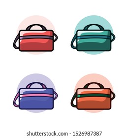 Set of sling bag illustration with full color and flat background