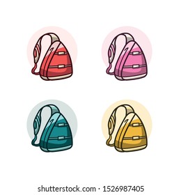 Set of sling bag illustration with full color and flat background