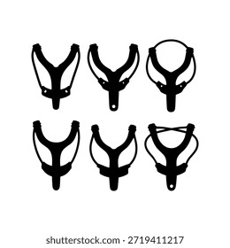 Conjunto de estilingue tiro silhueta vetor plana ilustração design.