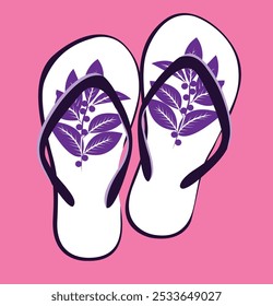 Set of slippers beach summer elements