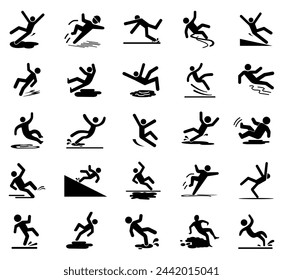 Set Of Slippery Icon Sign,Vector Illustration, Isolate On White Background Label. EPS10