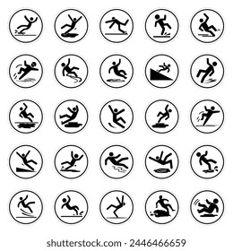 Set Of Slippery Sign,Vector Illustration, Isolate On White Background Label. EPS10