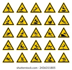 Set Of Slippery Symbol Sign,Vector Illustration, Isolate On White Background Label. EPS10