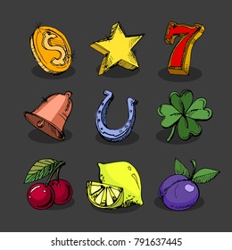 set of Slot Machine Icons