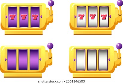 Set of slot machine icons, ideal for casino, gambling, and game-related designs