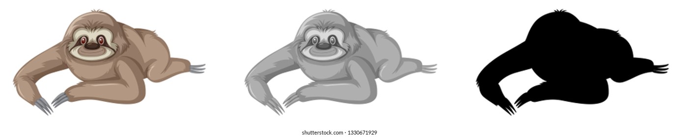 Set of sloth character illustration