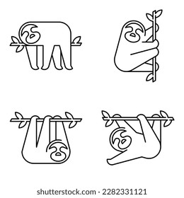 Set of Sloth Logo. Icon design. Template elements