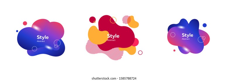 Set of slots with dynamic flowing colors. Design template for logo, flyer or presentation. Abstract form dynamic composition. Modern style vector illustration