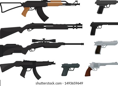 Set of small arms. Vector illustration on a white background.