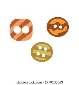 Set of small buttons. Colorful vector illustration in hand drawn style isolated. Sewing element, decoration accessory for clothing