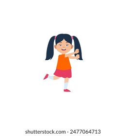 set of small children in orange clothes playing play