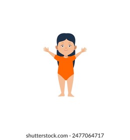 set of small children in orange clothes playing play