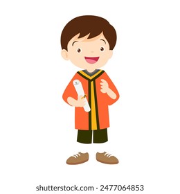 set of small children in orange jackets orange
