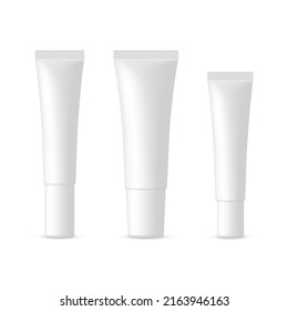 Set of Small Cosmetic Tubes, Isolated on White Background. Vector Illustration