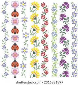 set of small cute embroidery patterns