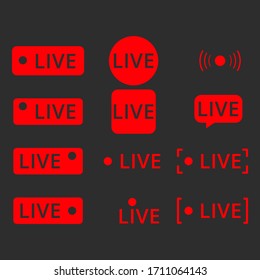 Set Of Small Different Live Icons Instagram Facebook Icons. Live Tranlation. Live On. Streaming. Live Stream. Camera