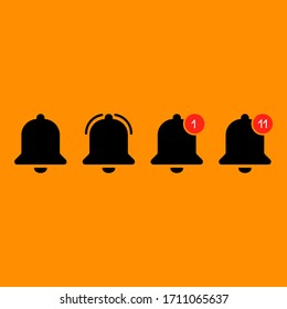 Set of small different notification bell icons