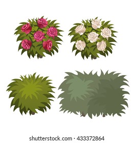 A set of small flower beds for landscaping. Vector illustration.