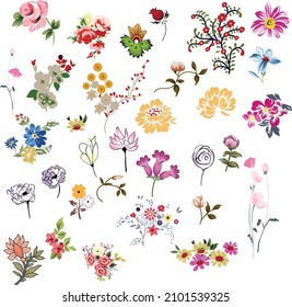 Set Small Flower Motif Pattern Background Stock Vector (Royalty Free ...