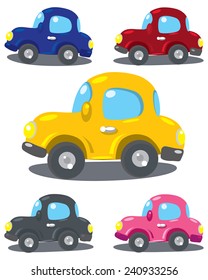 Set of small funny vector varicolored cars