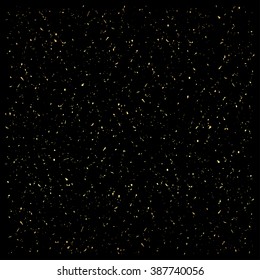 Set of small gold paint splash on black background. Vector illustration.