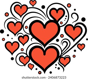 Set of small heart. Abstract love symbol for weddings or Valentine's day for background and print. Isolated on a white background. Vector art.