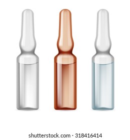 Set of small medical vials dark and light
