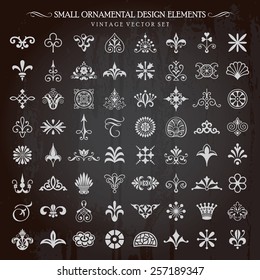 Set of small ornamental design elements vintage floral swirls vignettes and page decoration vector 