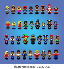 Set Small Pixel Art People Vector Stock Vector (Royalty Free) 361291430 ...