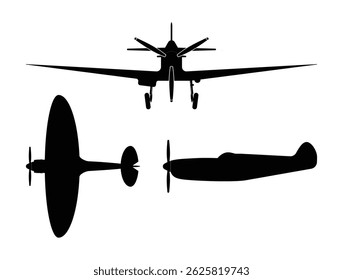Set of small plane silhouettes for design use