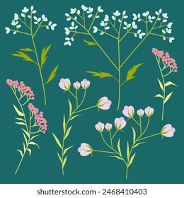 Conjunto de Pequeñas flores retro