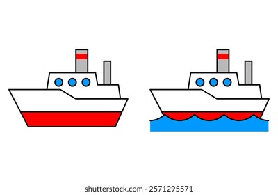 Set of small ships floating on the sea